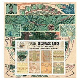 Decoupage Paper Pack (24 Sheets 6"x6") Art Nouveau Frames Flourishes FLONZ Vintage Styled Paper for Decoupage and Craft
