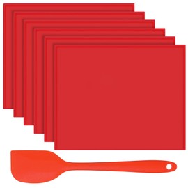 6PCS Silicone Dehydrator Sheets - Nonstick fruit leather trays for dehydrator with Silicone Scraper Compatible with Cosori CP267-FD High Temperature Resistance Reusable for Fruits Meat (Red)