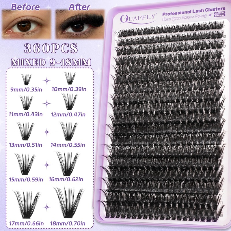 Lash Clusters Kit 720Pcs 60D+80D Natural Cluster Eyelash Extensions Individual