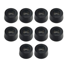 Alamic Round Rubber Feet Non-Slip Furniture Bumper Pads with Stainless Steel Washer Built-in 0.51" H X 1" D - 10 Pack
