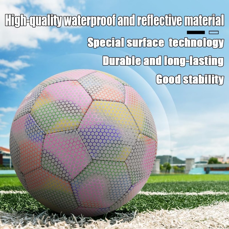 Fantecia Reflective Football with Pump, Shiny Size 5 Ball for