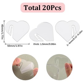SUNNYCLUE 1 BOX 20PCS Acrylic Heart Drink Tags Wine Glasses Name Tags Transparent Party Write on Stemless Glasses Markers Blanks Flat Glass Identifiers Tag for Wedding Birthday Christmas Family Party