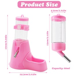 Hamster Water Bottle with Stand, Aleker 80ml Guinea Pig Water Bottle Non Drip, Automatic Feeder Water and Food Dispenser for Guinea Pig, Rat, Rabbit, Gerbil, Chinchilla, Small Animals