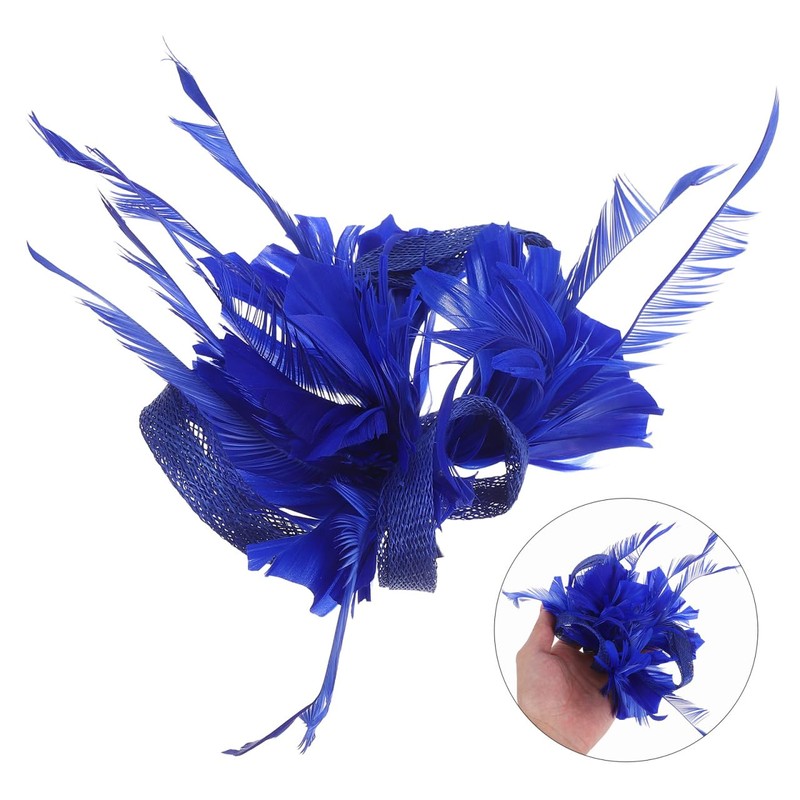 Luxshiny Royal Blue Fascinator Hair Clip 14 cm