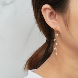 Philip Jones Gold Plated Leaf Dangle Earrings Created with Zircondia® Crystals