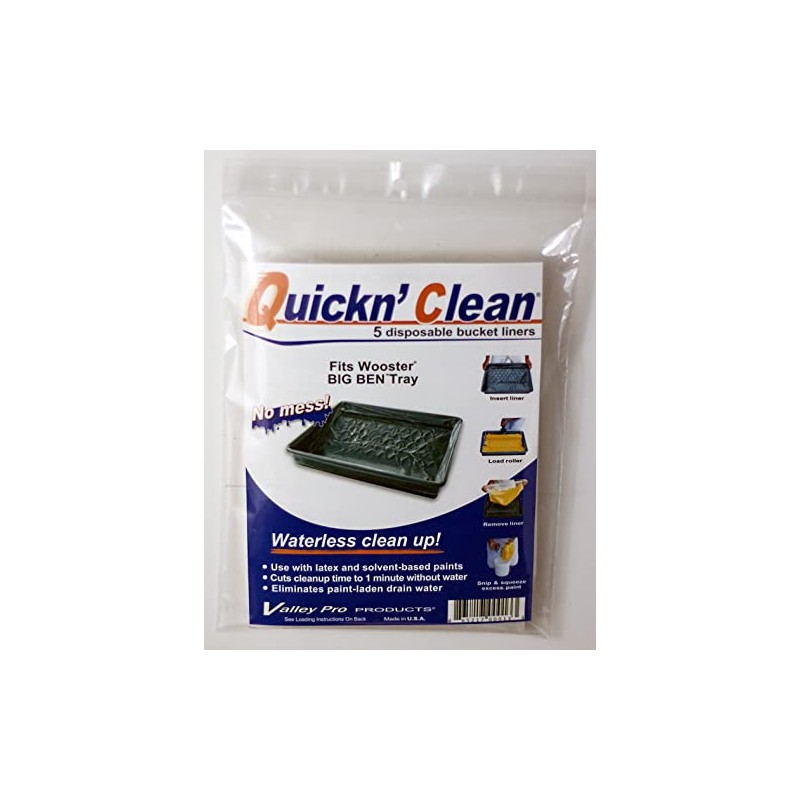 Quickn'Clean Disposable Soft Paint Bucket Liners 5-Pack. Custom fits Wooster