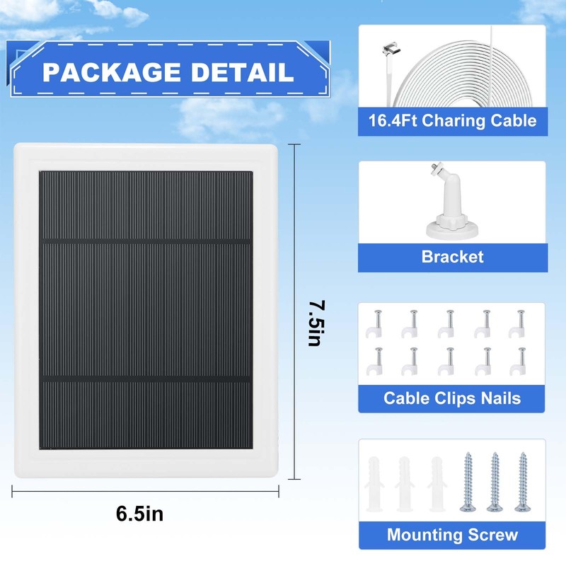 Solar Panel for Ring Doorbell 5W 5V Solar Charger Pefect