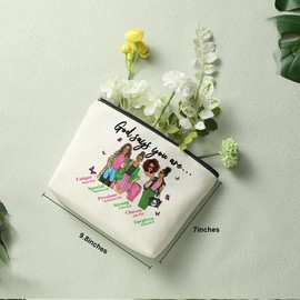 Inspirational Sorority Sister Christian Gifts for Women Makeup Bag Pink And Green Gift for Girls Best Friends Sister Cosmetic Bag Greek Sorority Paraphernalia Friendship Graduation Christmas Birthday