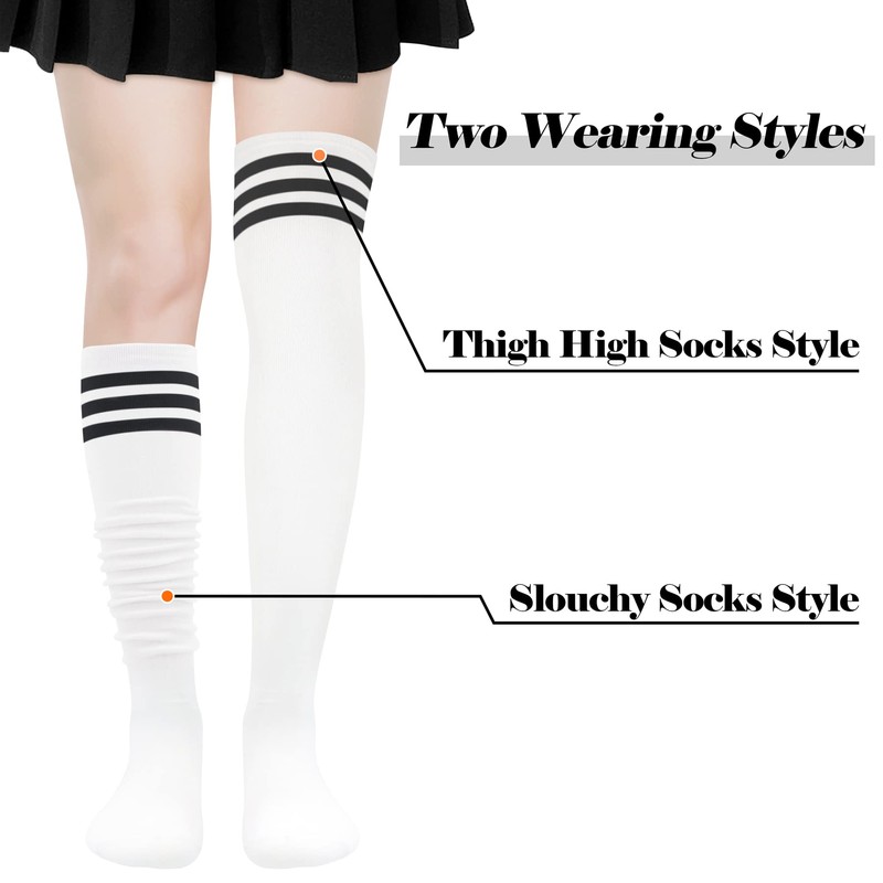 Long White Thigh High Socks for Women - Over the