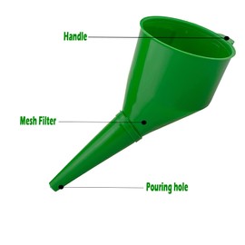Green Angled Fuel Funnel – With fine mesh filter for easy refilling – Antistatic Lightweight Funnel – Practical and Versatile – Angled design that holds itself. Set by MYPURECORE