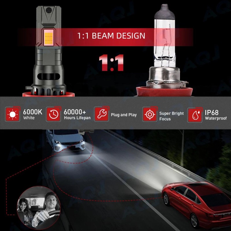 AQJ For Toyota Prius 2010-2015 Front 6500K LED Headlights Bulbs