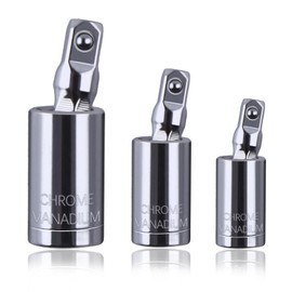 LEONTOOL 3Pcs Universal Joint Socket Set 1/4" 3/8" 1/2" Drive Swivel Socket Set Impact Universal Joint Socket Adapter Set, CR-V Steel, 360 Degree Rotation, for Automobile and Wrench Socket Maintenance