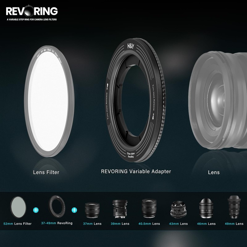 H&Y Step Up Rings for Filters Adapter Variable Step Up