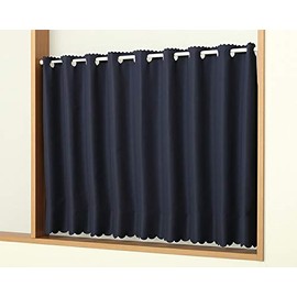 Cafe Curtain, 100% Blackout Rate, Complete Blackout Fabric, Thermal Insulation, Soundproofing, Bonding Treatment, 5346 Navy NB, Width 55.1 x Length 23.6 inches (140 x 60 cm), Pack of 1