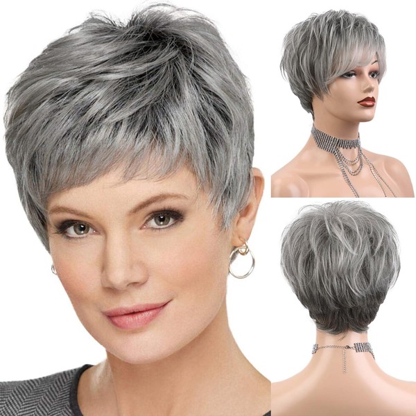 HAIRCUBE Easy Care Wigs Pixie Cut Human Hair Wigs for