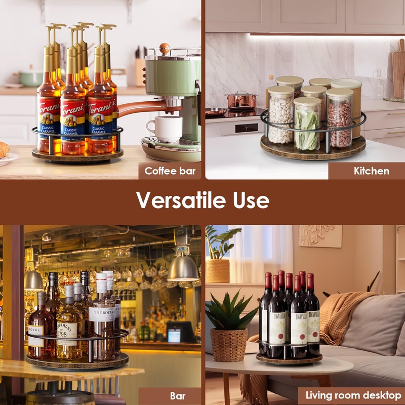 Nuovoware 7 Bottles Rotating Coffee Syrup Rack, Coffee Syrup Rack