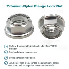 RISON Titanium Hex Nuts M12, Pack of 5 Locking Nuts Flange Nylon Lock Nut GR5 M12 x 1.25 mm, Self-Locking Nuts Stop Nut, Hex Screw Nuts Flange Nuts Lock Nuts Set