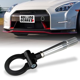 Rolling Gears Rear Front Tow Hook Compatible with 2009-2024 Nissan GTR R35, 2003-2009 Nissan 350Z Decoration Accessory, Track Racing Style Towing Hook (Black)