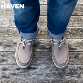 Kickback Haven Shoes - Men's Moccasins - Lightweight Lace-Up Shoes Men's Smart Casual Shoes - All Day Comfort Men's Canvas Shoes - Men's Slip On Shoes, tan