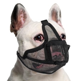 Coppthinktu Bozal corto para perro, hocico corto para perro, bozal de bulldog francés de malla transpirable, bozales completos para pitbull, bozales suaves para perros de cara plana para Shih Tzu Pug
