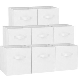 Criusia Storage Cubes - 13 Inch Heavy Duty Fabric Storage Bins for Shelves Closet Cube Organizer - 8 Pack Collapsible Cube Storage Bins Baskets for Clothes Blankets Toys - Nursery Organization (White)
