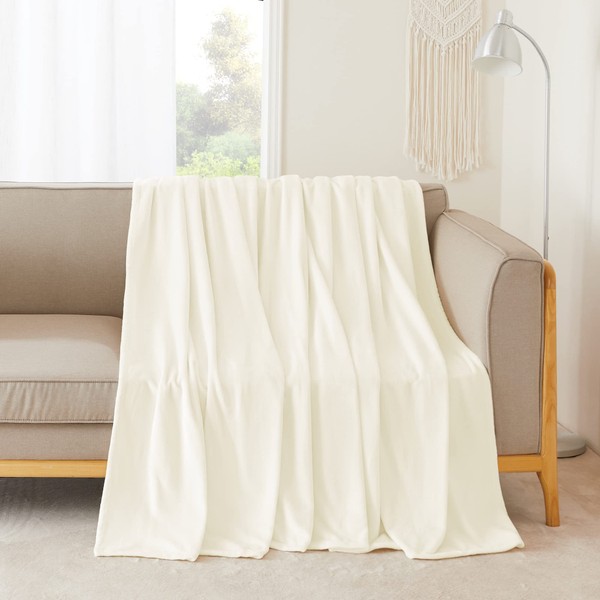 NICETOWN Fleece Blanket Twin White 60" x 80", Super Soft
