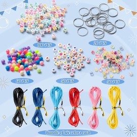 WATINC 286Pcs DIY Keychain Making Craft Kits,Beads for Jewelry Making Set Supplies with Colorful Alphabet Transparent Beads, Bag Charm Bracelets Key Ring Accessories Festival Party Favor for Women Men