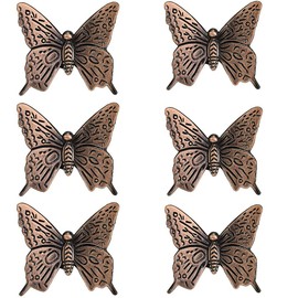 Door Drawer Handle, 6 Pieces Bronze Door Handle, Door Knob Vintage Cabinet Pull, Zinc Alloy Simulation Butterfly Single Hole Drawer Handle for Kitchen, Bedroom Furniture, Bedside Table, Dressing Table