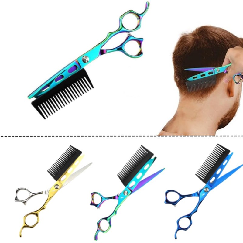 2 in 1 Hair Scissors with Comb, Professional Hair Cutting