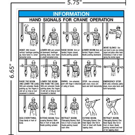 Information Hand Signals for Crane Operation - 5 3/4" X 6 5/8" Vinyl Decal, I Make Decals™ - Decal Sticker Placard