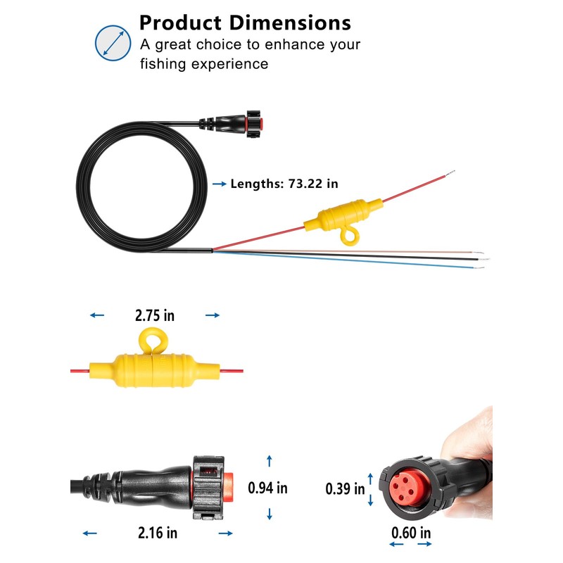 yourour 010-12938-00 Power/Data Cable Repalcement for Garmin EchoMAP Ultra 102sv,