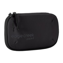 eagle creek Pack-It Reveal Mini Electronics Travel Organizer Featuring Secure Padded Internal Pockets for Tech Accessories and Cords with Self-Repairing Zippers, Black