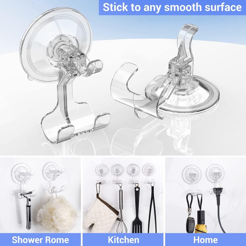 Suction Cup Hook, Vacuum Set of 2, Shaver Holder, Razor