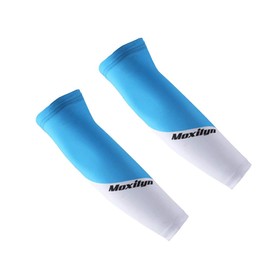 Peabownn Arm Cover, Summer, Cycling Gloves, Sports Sleeve, Arm Sleeve, UV Protection, Anti-UV, Cooling Sensation, Breathable, Anti-Slip, Sunscreen, Sweat Absorbent, Quick Drying, Unisex (Blue-white,