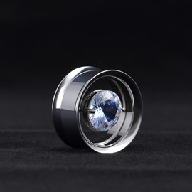 COOEAR 1 Pair Stainless Steel Tunnels Gem Ear Plugs Eyelet Gauges for Ears Screw Back Double Flared Stretchers Expander.