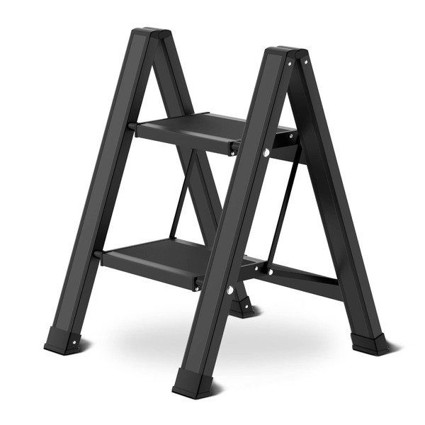 Step Ladder 2 Step Folding with Wide Anti-Slip Wide Pedal,