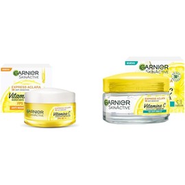 Garnier Skin Active Face Express Aclara Crema hidratante, tono uniforme con FPS30, 50 mililitro + Garnier Express Aclara Gel Crema Hidratante con Vitamina C Anti-Brillo, 50ml