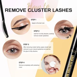 QUEWEL 12mL Cluster Eyelashes Bond Seal and Remover Kit, Eyelash Clusters Black Glue and DIY Eyelash Extensions Remover (bond seal remover)