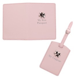 Widdop Baby's My First Passport Cover and Luggage Tag Set - Pink / Elephant