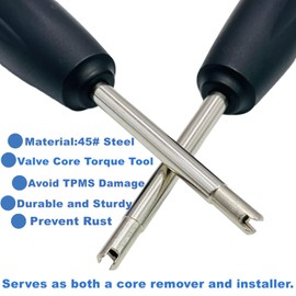 VOTNMIC 2 Pieces Valve Core Torque Tool, Avoid TPMS Damage, Valve Core Removal and Installation Tool, Helps guard against over or under torquing,Black, Silver