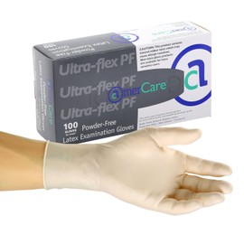 AmerCare Ultra Flex Powder Free, Latex Exam Gloves for Medical Professionals, Large, Case of 1000