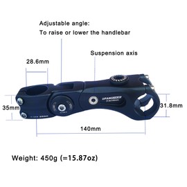 UPANBIKE Bike Suspension Stem 140mm Shock Absorbing Handlebar Stem for Road, Mountain, Gravel, Hybrid Bikes, E-Bikes MTB BMX