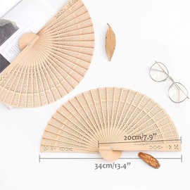 iZoeL Pack of 24 Hand Fans, Wooden Fans, Wedding Paper Fans, Pocket Fans, Folding Fans, Guest Gift for Wedding, Summer Party, with Bag (Retro Wood)