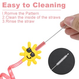 24 Summer Pool Reusable Straws Hawaii Drinking Straw Beach Ball Pool Summer Birthday Party Favor Supplies Decorations with 2 Cleaning Brushes Beverages Cocktail Drinking Straws