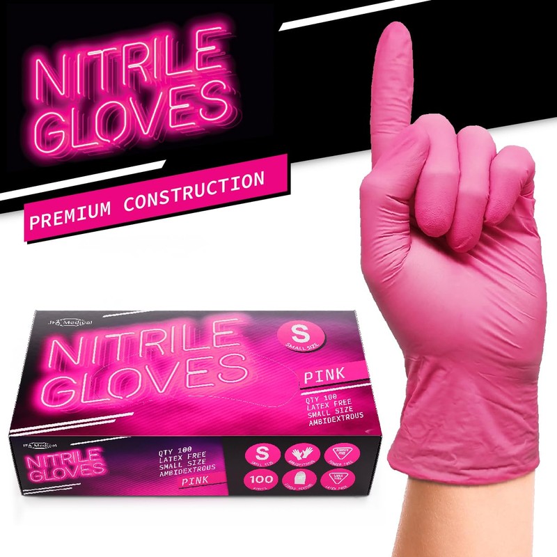 JFA Medical Small Size Disposable Powder Free Pink Nitrile Gloves