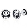 feilok Men's Earrings Stainless Steel Skeleton Round Stud Earrings Stud