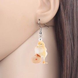 NEWEI Cute Chicken Earrings Charms Acrylic Chicken Gifts Farm Animals Jewellery for Women, Acrylic, No Gemstone