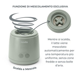 Nuvita 1163 Warm’n’Mix Scaldabiberon Portatile a batteria con Funzione di Riscaldamento e Mescolamento – Riscaldamento Rapido in 3 Minuti, 4 Impostazioni di Temperatura, Compatibilità Universale