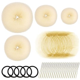 Cayton Hair Bun Net, 49 Pcs Ballet Bun Kits 4 Pcs Ballet Bun 20 Pcs 30cm Hairnets 20 Pcs U-Shaped Hair Clips 5 Pcs Elastic Bands (White)