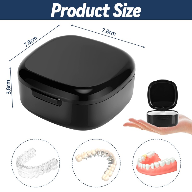Zikenis Zahnprothesenbox mit Sieb,Zahnspangendose Gebissdose,Tragbare Prothesendose Abdeckung,Zahnprothese Box Retainer,Protesenbehälter Zahnschiene